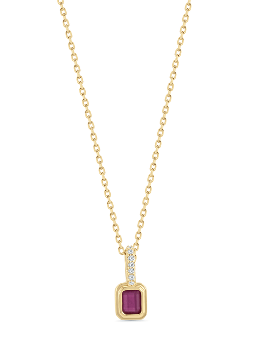 Ruby July Birthstone Pendant Necklace In Gold