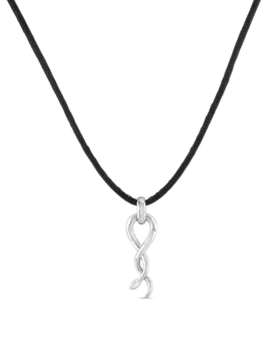 Amulet Snake Cord Necklace In Silver