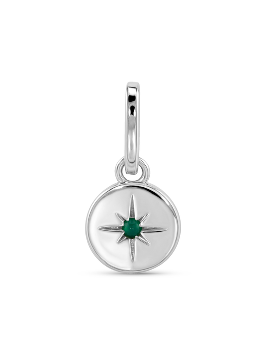 Thread-On May Green Agate Birthstone Charm In Silver