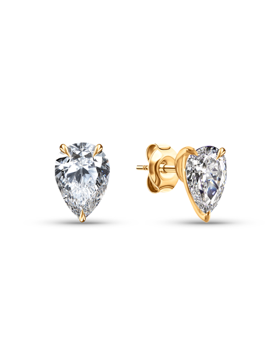Crystal Pear Studs In Gold