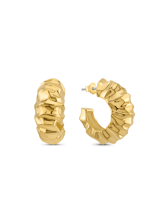 Icons Textured Hoops In Gold