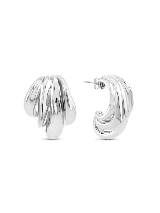 Fluidity Graduated Layer Hoops In Silver