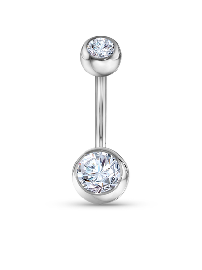 Crystal Ball Navel Piercing Bar In Platinum