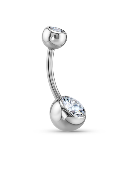 Crystal Ball Navel Piercing Bar In Platinum