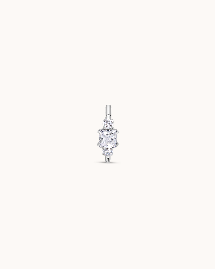 Seamless Triple Crystal Hoop In Platinum