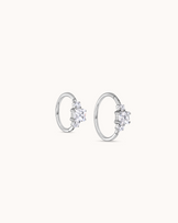 Seamless Triple Crystal Hoop In Platinum