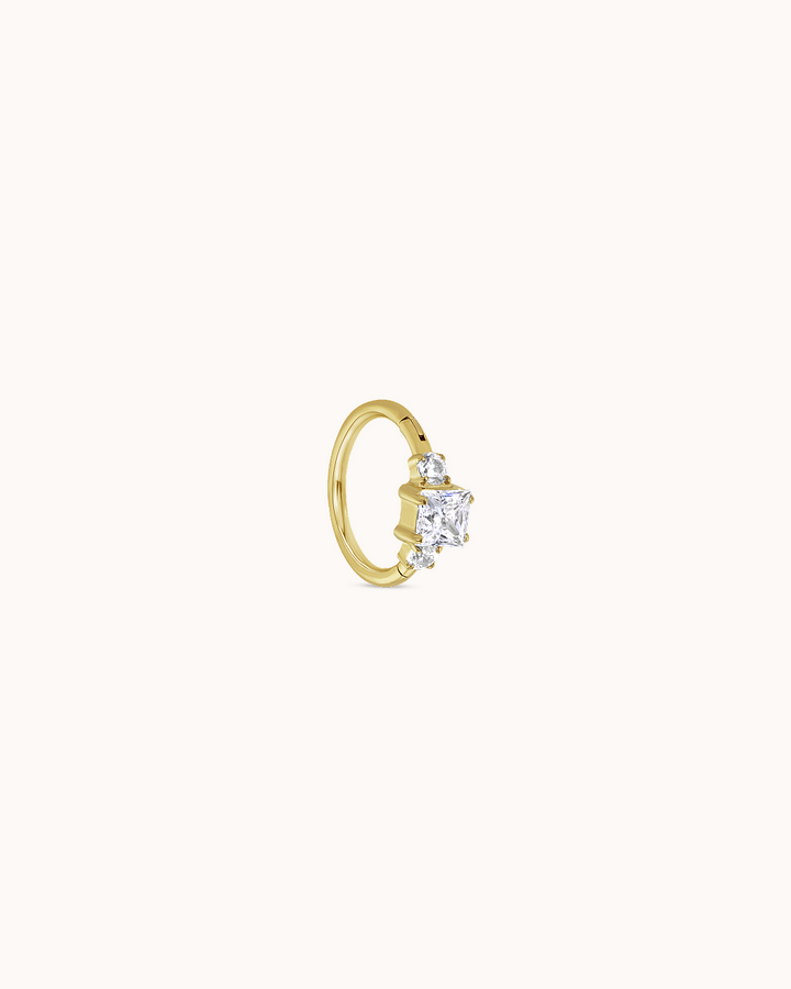 Seamless Triple Crystal Hoop In Gold