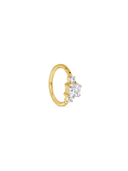 Seamless Triple Crystal Hoop In Gold
