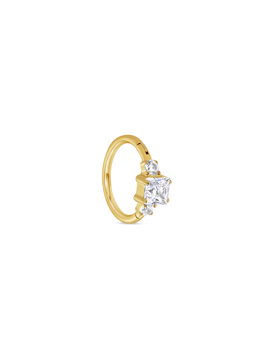 Seamless Triple Crystal Hoop In Gold