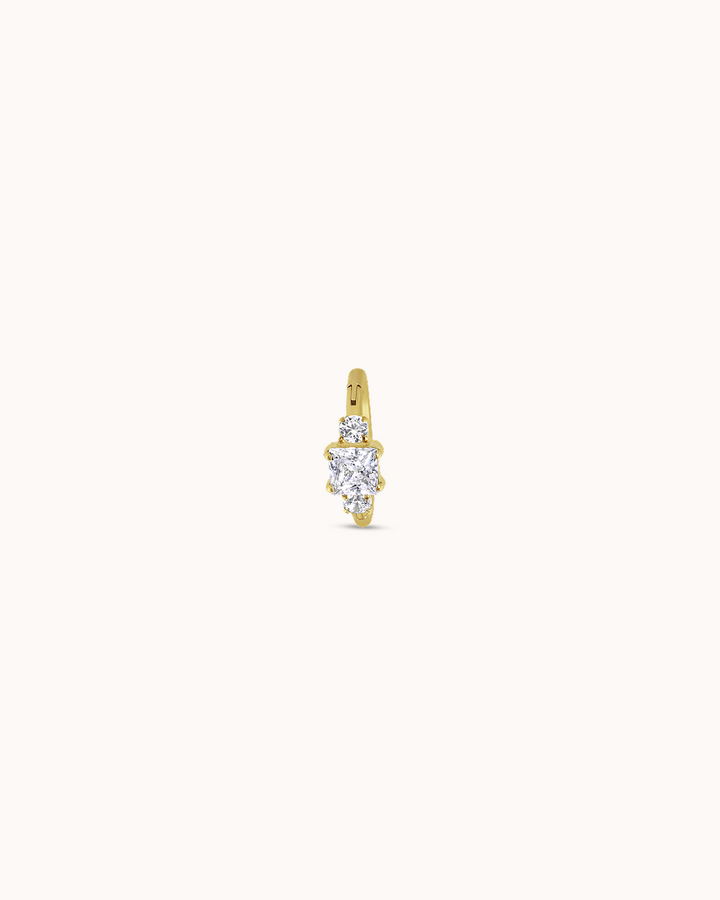 Seamless Triple Crystal Hoop In Gold