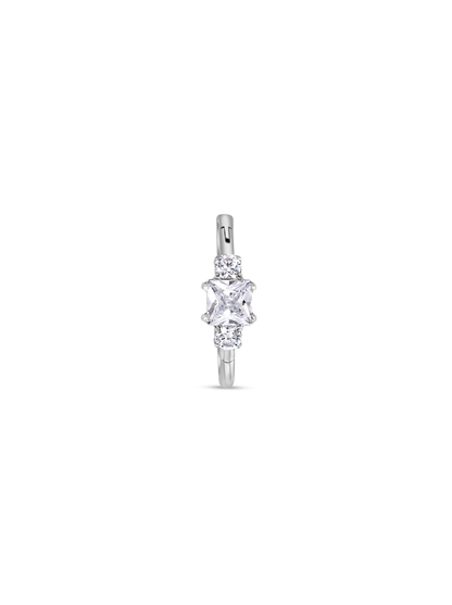 Seamless Triple Crystal Hoop In Platinum