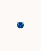 Blue Round Crystal Piercing Stud in Platinum