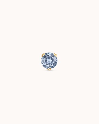 Blue Round Crystal Piercing Stud in Gold