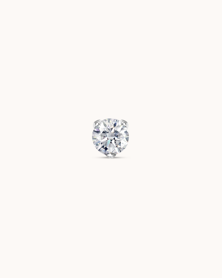 Round Crystal Piercing Stud in Silver