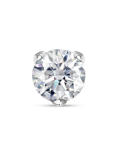 Round Crystal Piercing Stud in Silver