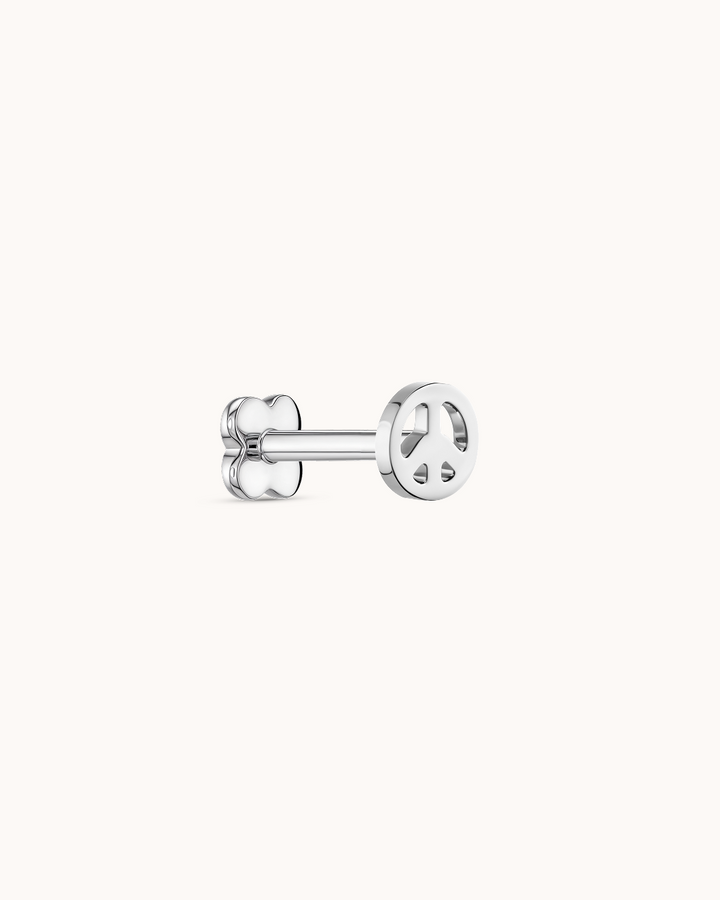 Peace Sign Piercing Stud In Platinum