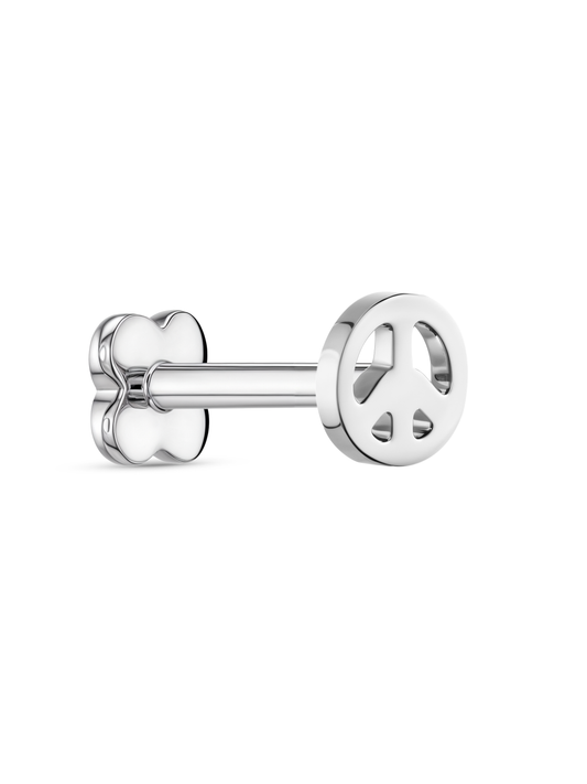 Peace Sign Piercing Stud In Platinum