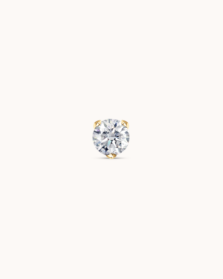 Round Crystal Piercing Stud in Gold