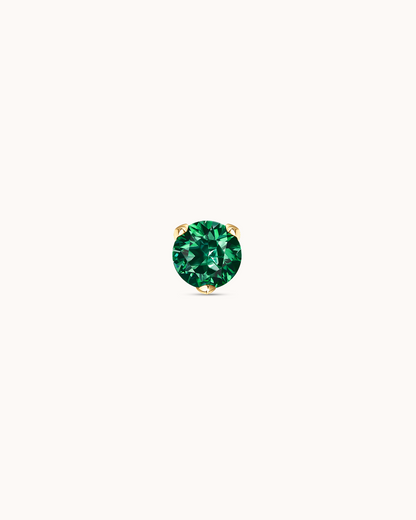 Green Round Crystal Piercing Stud in Gold