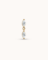 Double Crystal Navette Piercing Stud In Gold