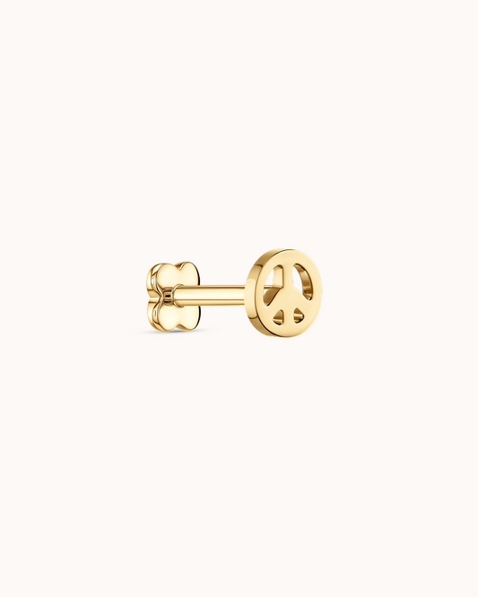 Peace Sign Piercing Stud In Gold