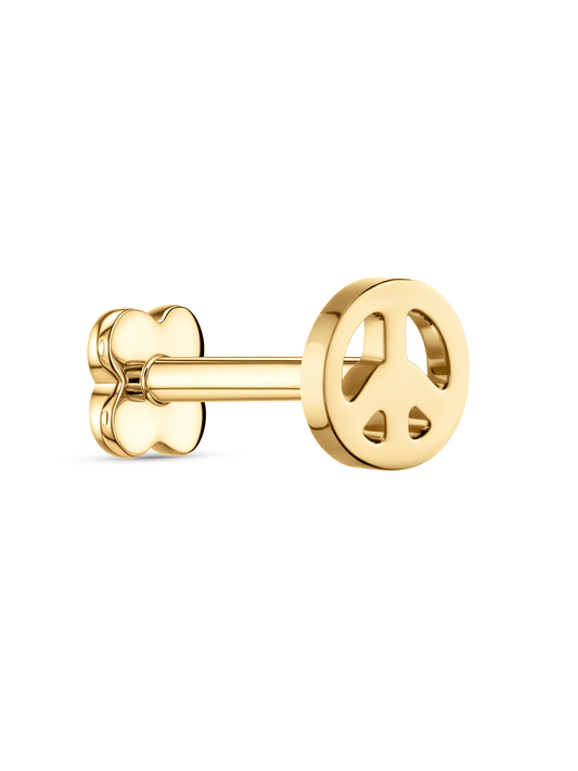Peace Sign Piercing Stud In Gold