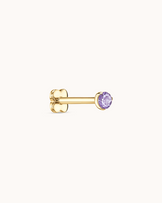 Light Pink Round Crystal Piercing Stud in Gold