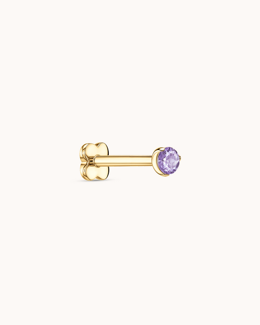 Light Pink Round Crystal Piercing Stud in Gold