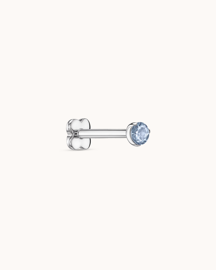 Round Crystal Piercing Stud in Platinum
