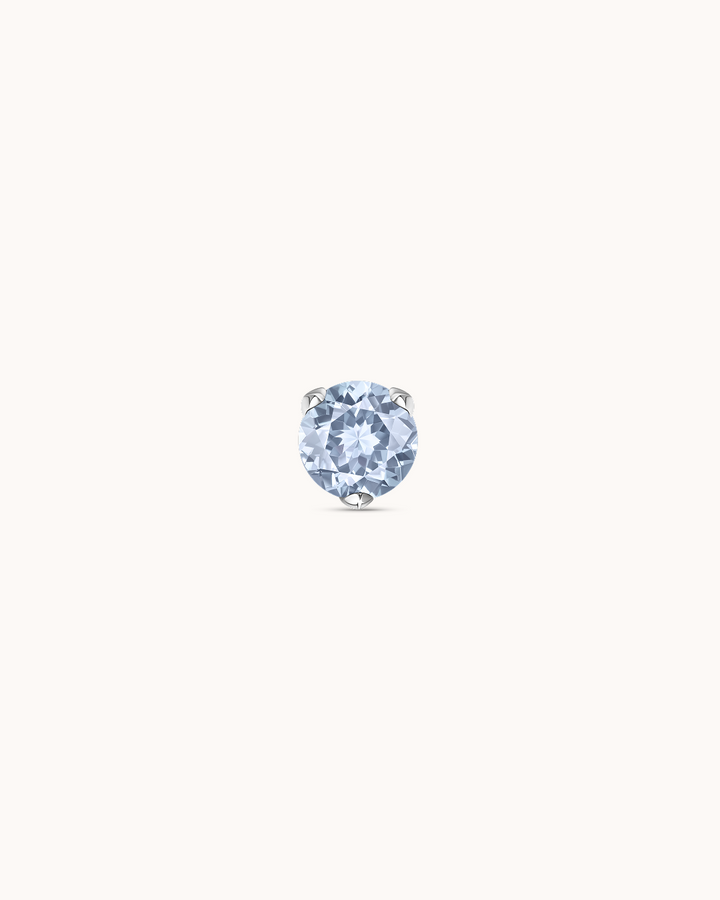 Round Crystal Piercing Stud in Platinum