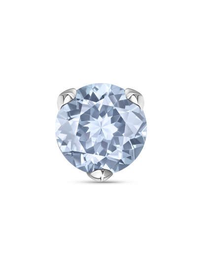 Round Crystal Piercing Stud in Platinum