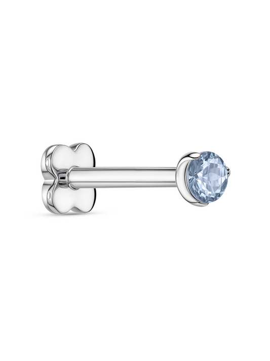 Round Crystal Piercing Stud in Platinum
