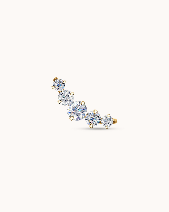 5 Round Crystal Bar Piercing Stud In Gold