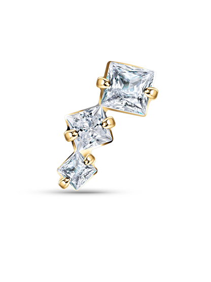 5 Round Crystal Bar Piercing Stud In Gold