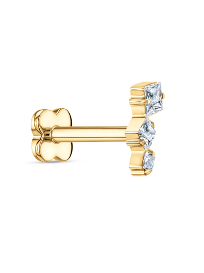 5 Round Crystal Bar Piercing Stud In Gold