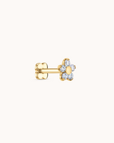 5 Crystal Flower Piercing Stud In Gold