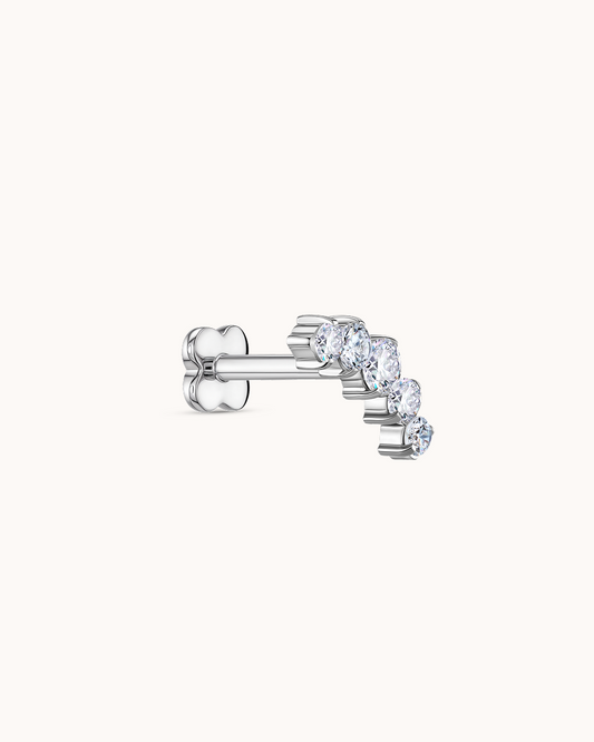 5 Round Crystal Bar Piercing Stud In Platinum