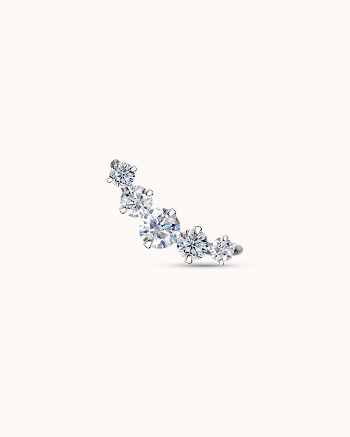5 Round Crystal Bar Piercing Stud In Platinum