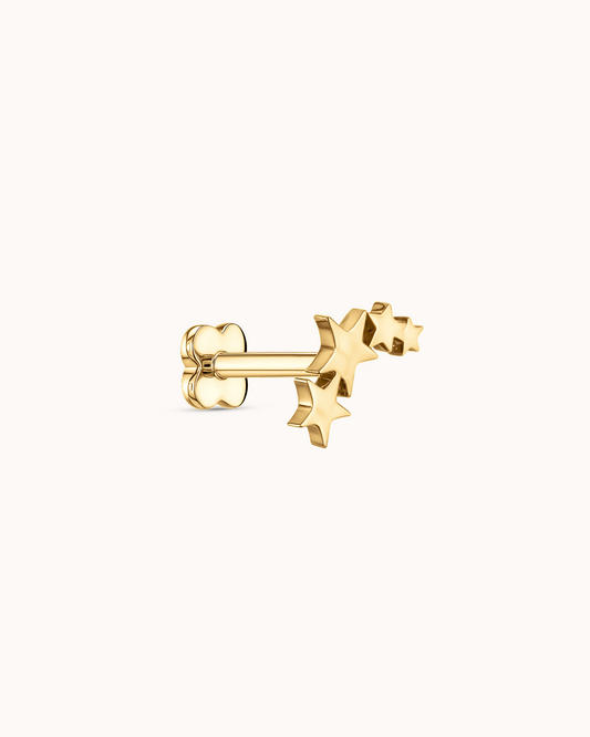 4 Star Bar Piercing Stud In Gold