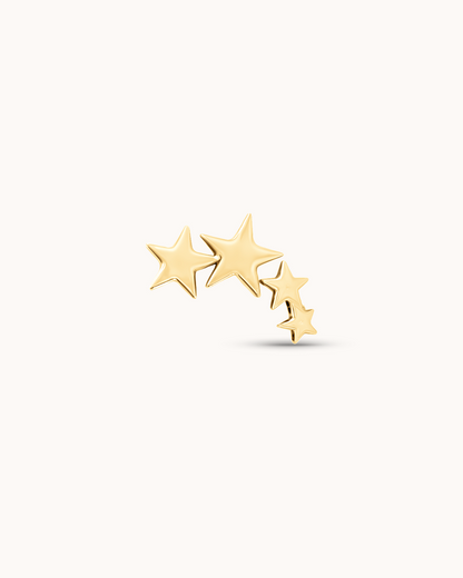 4 Star Bar Piercing Stud In Gold