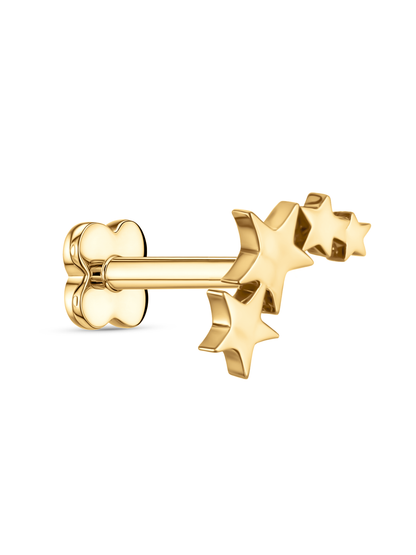4 Star Bar Piercing Stud In Gold