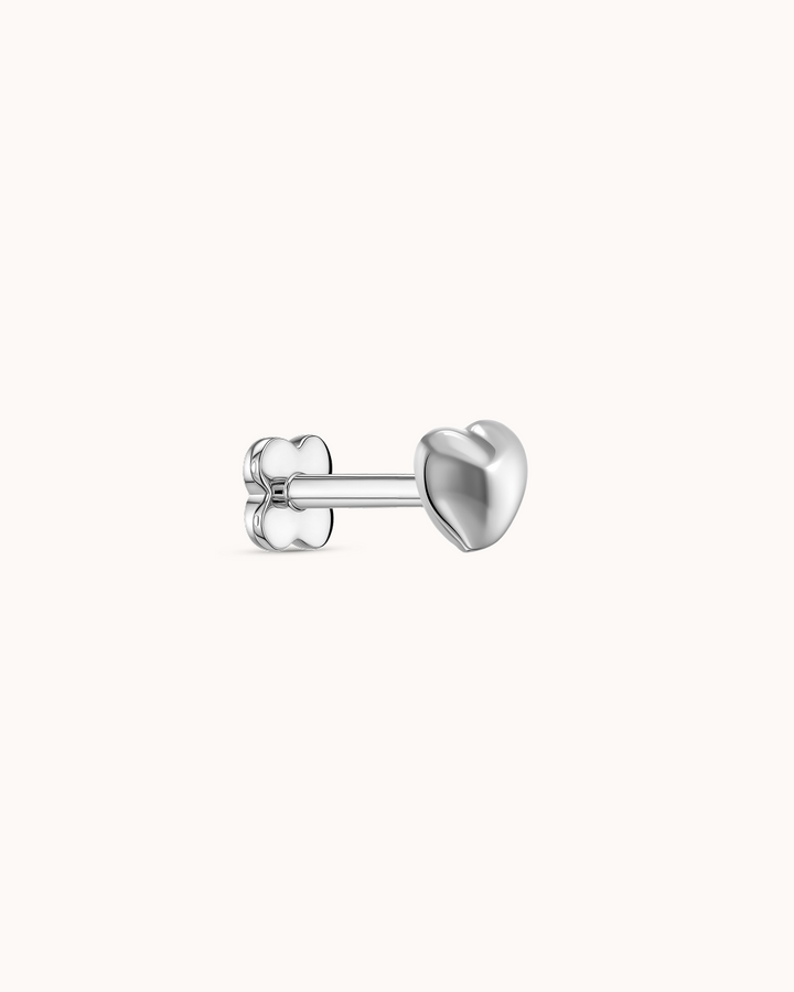 3D Heart Piercing Stud In Platinum