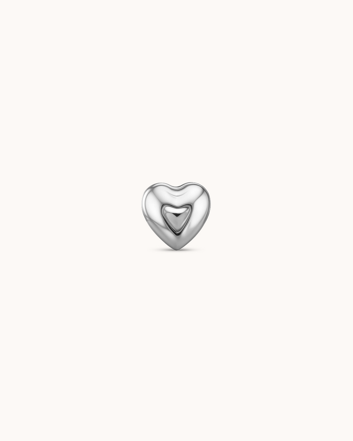 3D Heart Piercing Stud In Platinum