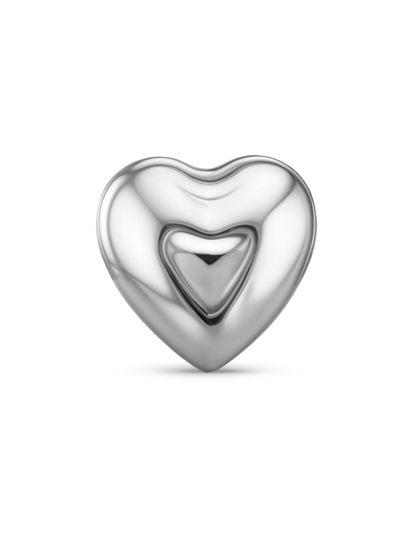 3D Heart Piercing Stud In Platinum
