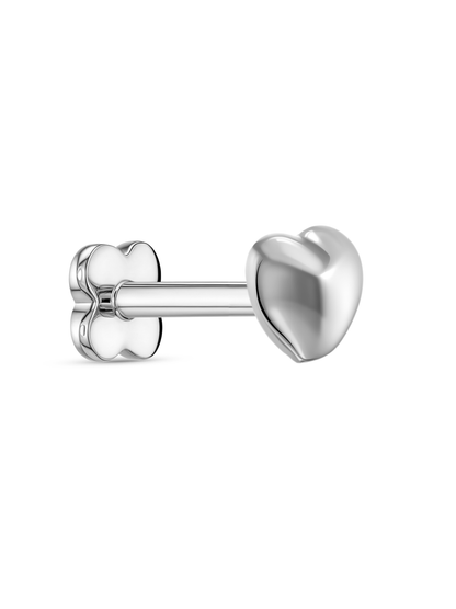 3D Heart Piercing Stud In Platinum