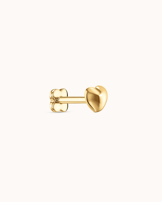 3D Heart Piercing Stud In Gold