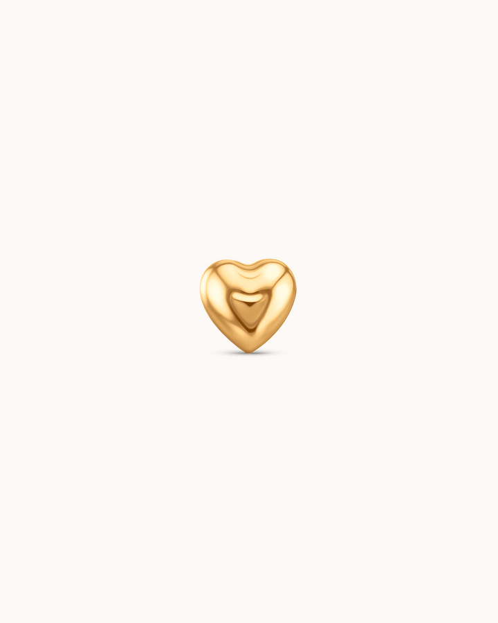3D Heart Piercing Stud In Gold