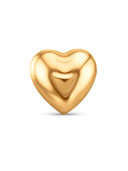 3D Heart Piercing Stud In Gold