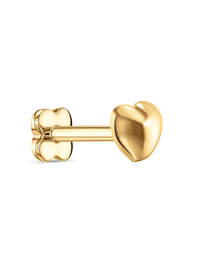 3D Heart Piercing Stud In Gold