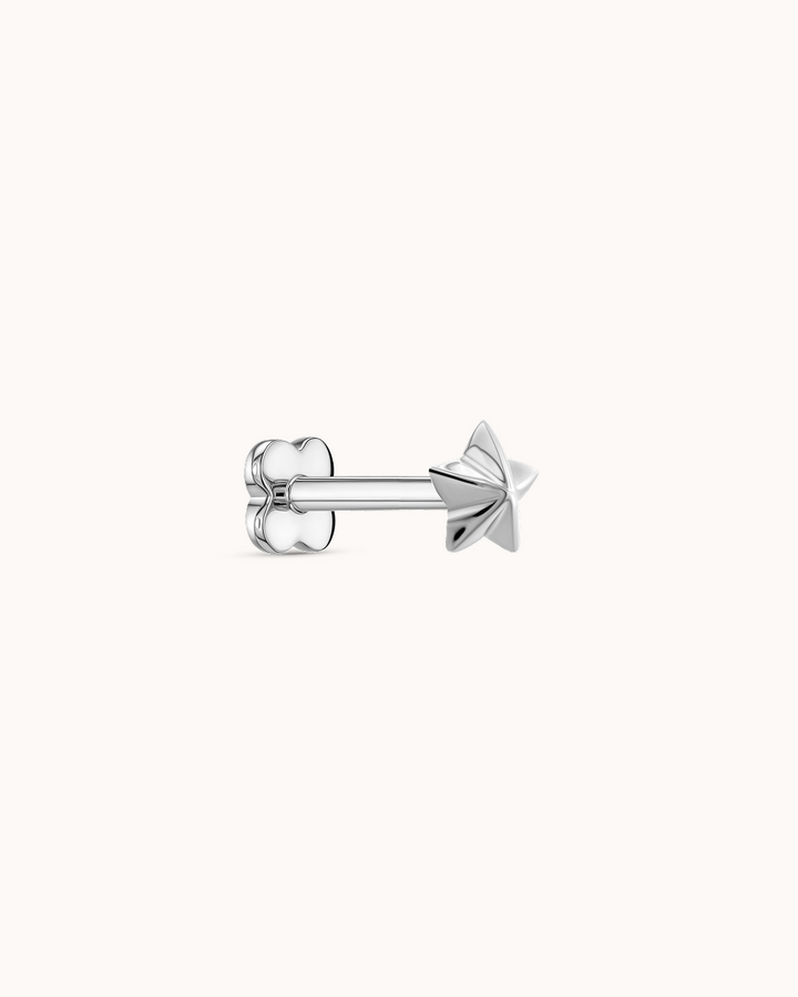 3D Star Piercing Stud In Platinum